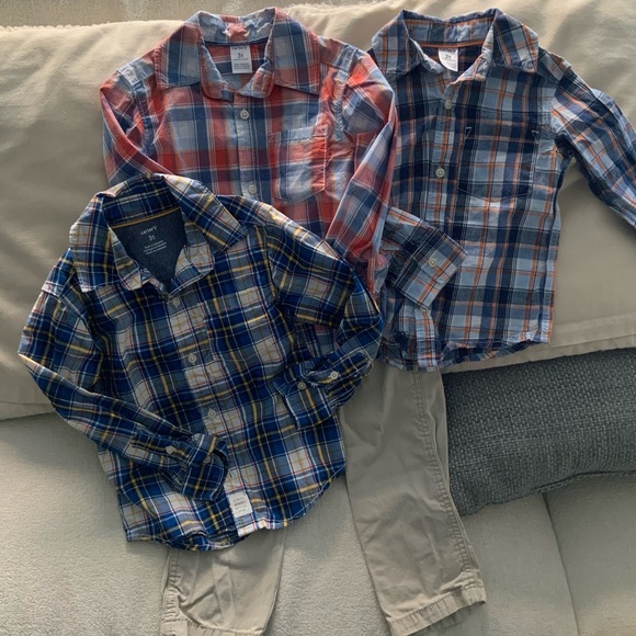 3T boy jeans & plaid shirts button down fall winter spring bundle - Picture 6 of 12